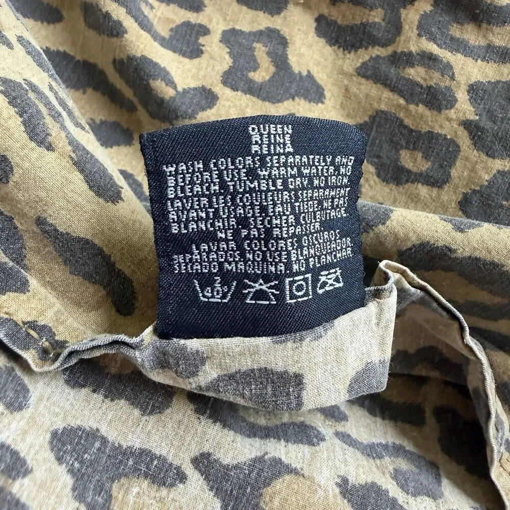 Vintage Ralph Lauren Aragon Leopard Queen Sheet Fitted & Flat Sheets USA Cotton